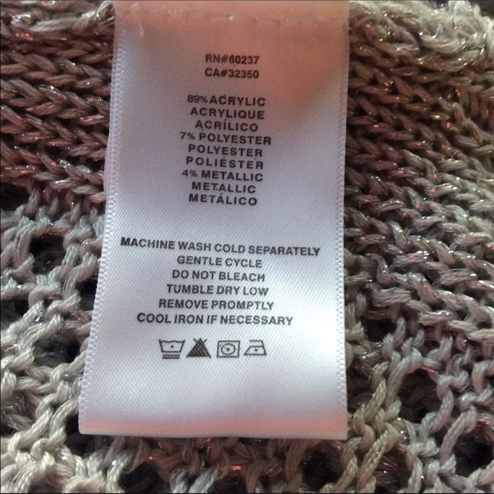 LUCKY BRAND SILVER CROCHET SWEATER NWT JUNIORS XL